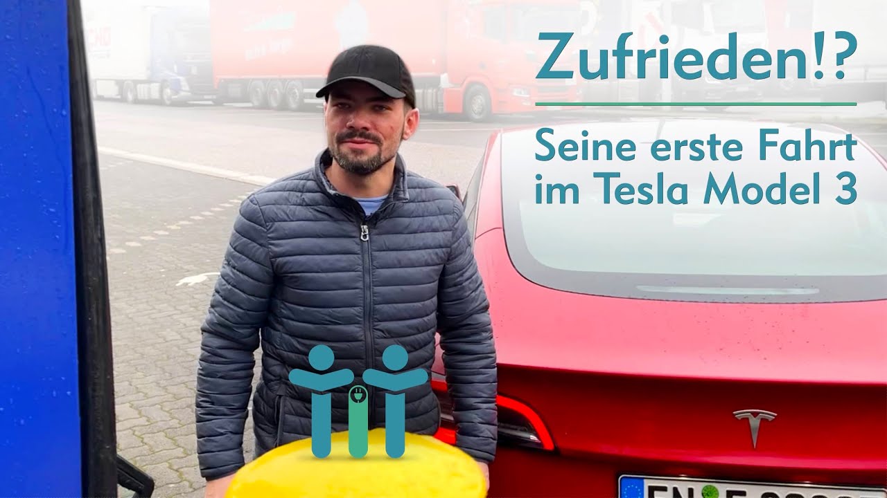 Mit fast leerem Akku bei der ersten Fahrt im Tesla Model 3