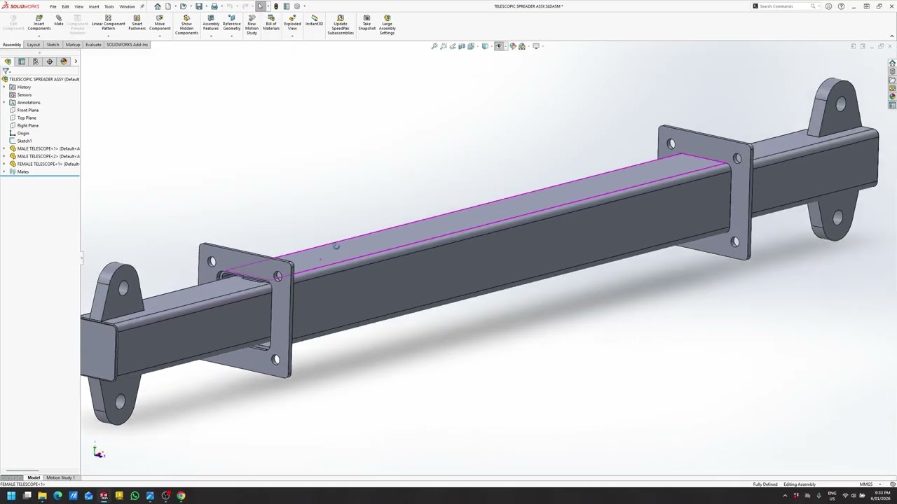 Telescopic Spreader Beam in SolidWorks – Modelling Strategy (Part 2)