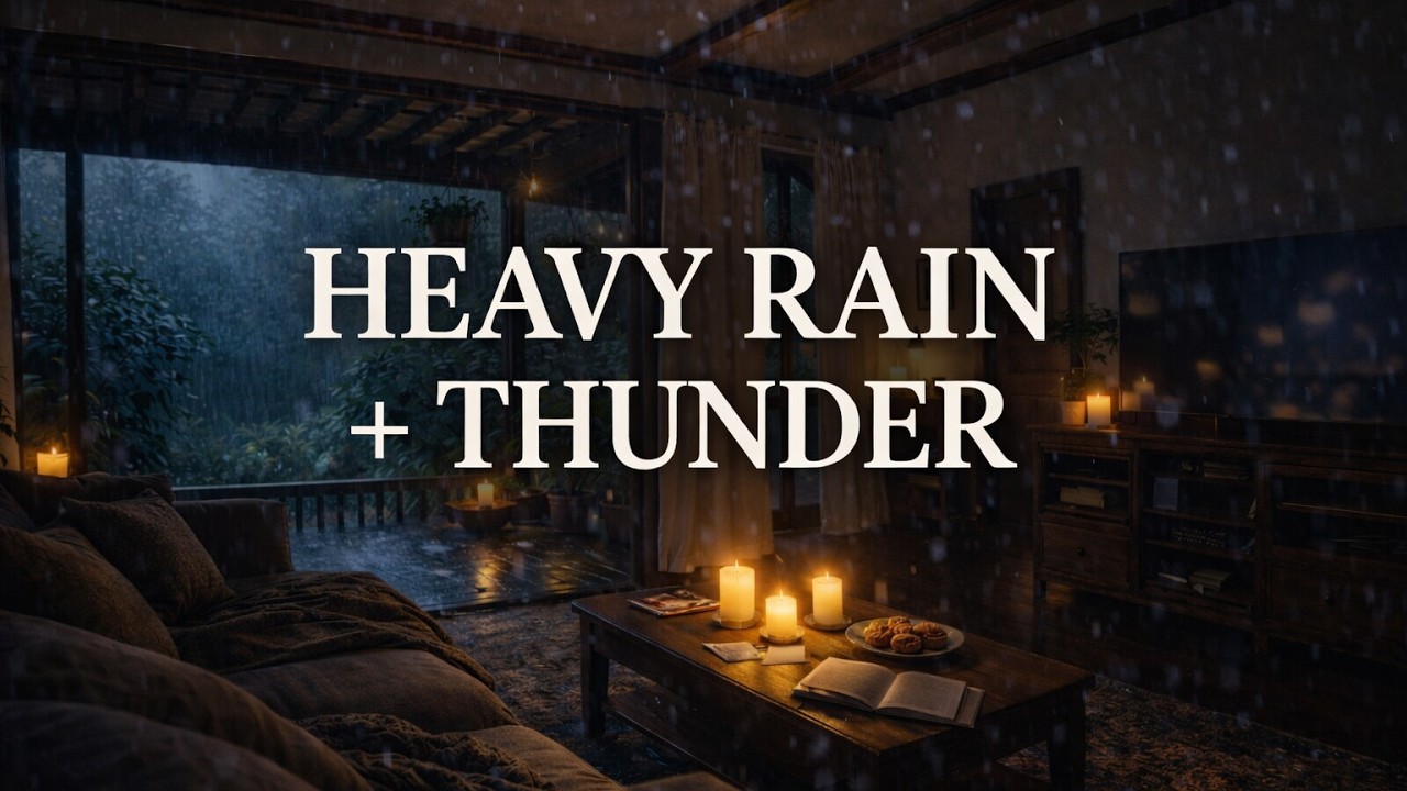 1 Hour Rain and Thunder Sounds for Sleep 🌧️ Cozy Night Storm Ambience