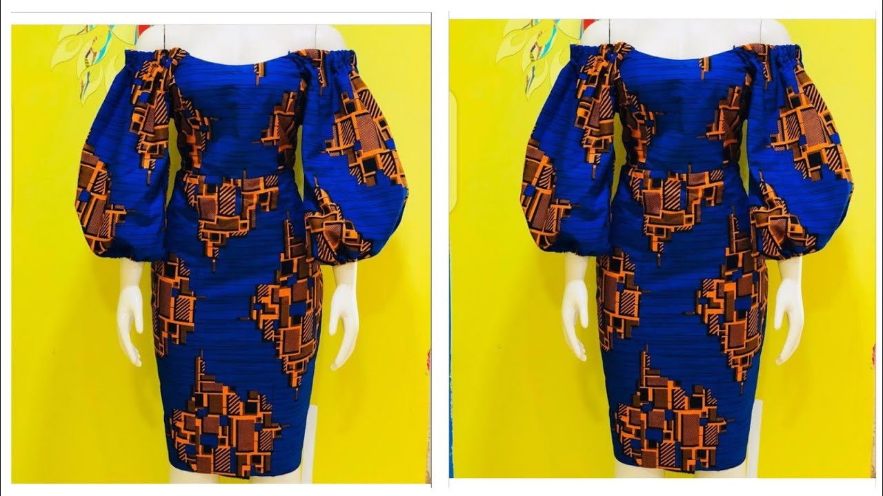 How to cut OFFSHOULDER GOWN || with Elastic Bishop sleeves ||