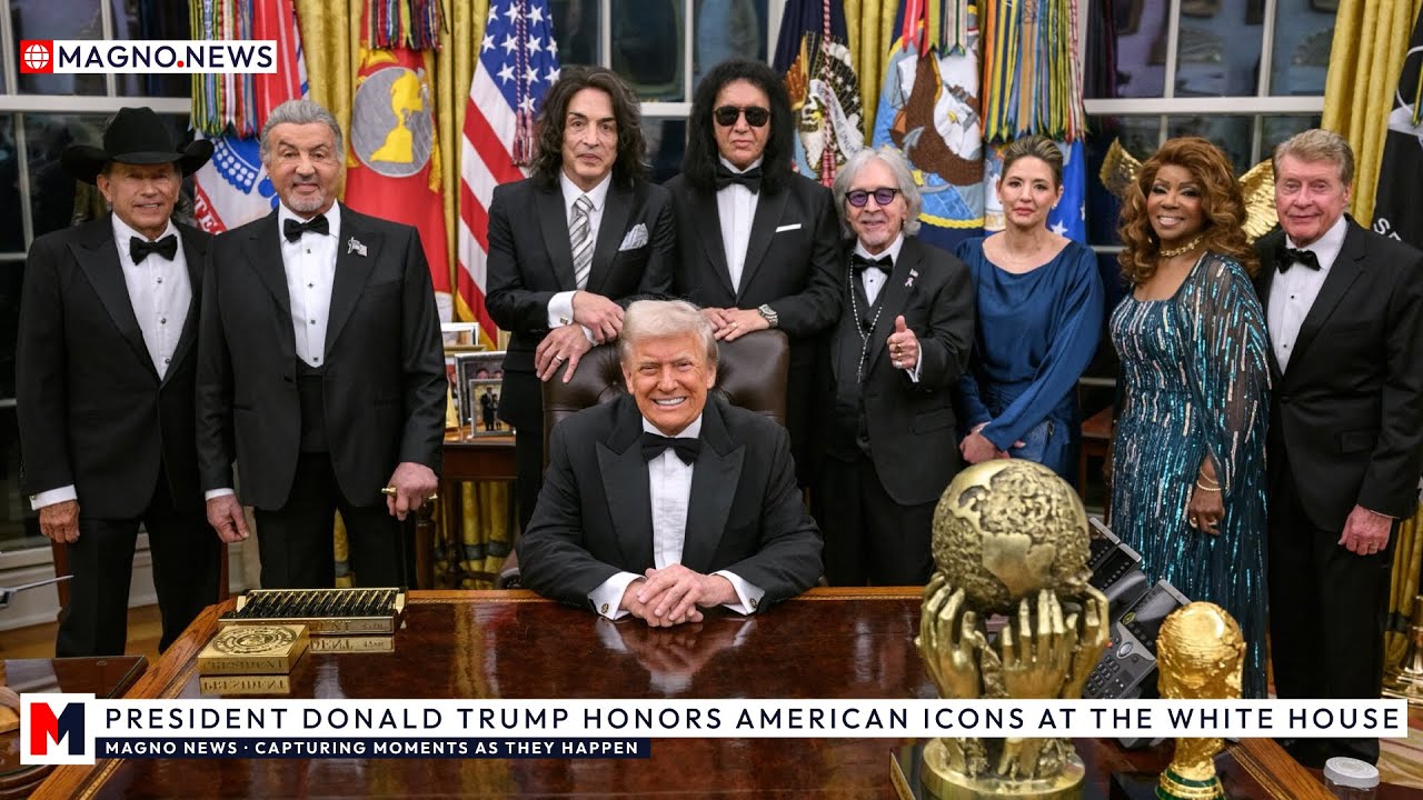 🇺🇸 Президент Трамп чествует Джорджа Стрейта, Сталлоне, KISS, Кроуфорд и Гейнор в Белом доме [ПРЯМ...