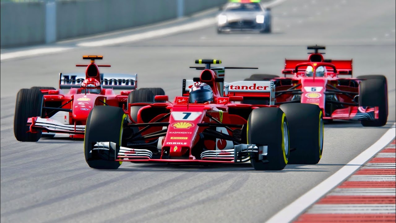 Ferrari F1 2018 vs Ferrari F1 2017 vs Ferrari F1 2004 - Silverstone