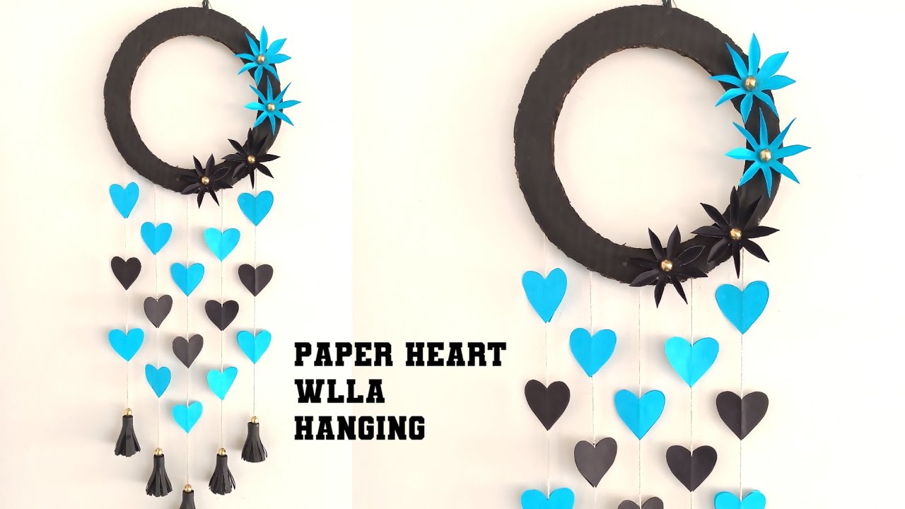 How to Make a Heart Paper Wall Hanging - Heart Dreamcatcher Craft - Easy Home Decor Idea