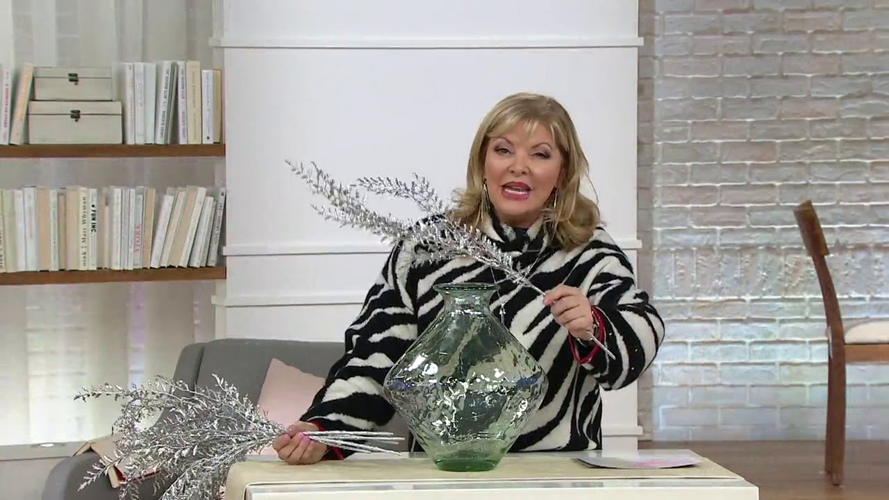 Sparkle Foliage Stems in Luster Glass Vase by Peony on QVC