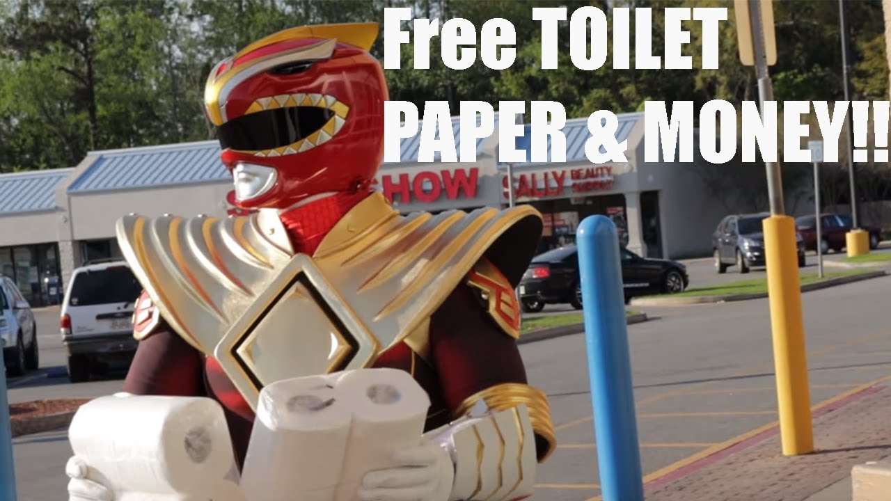 Power Ranger Gives Away Toilet Paper And Money