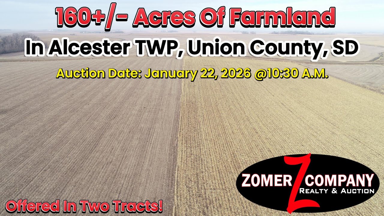 Live Public Land Auction Of 160+/- Acres Of Farmland Located In Alcester TWP, Union County, SD!!