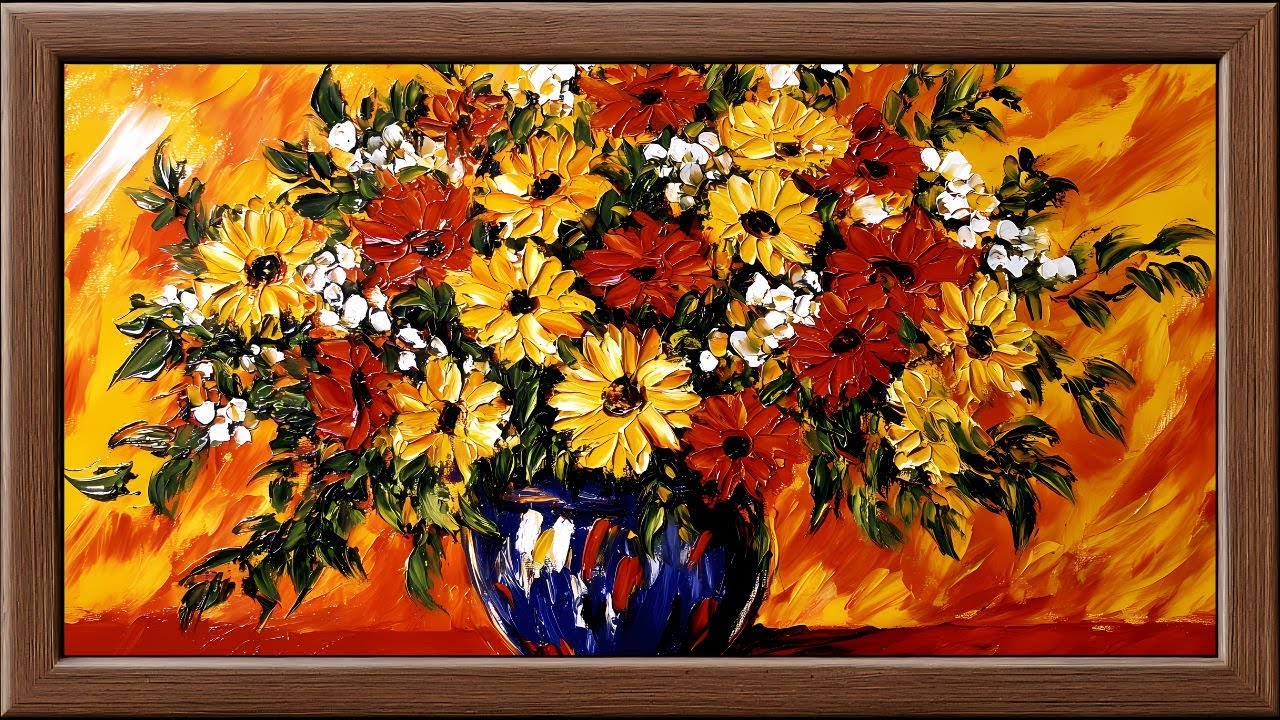 Flower Painting in a Blue Vase | Matisse-Inspired Floral Art | 4K Frame TV Screensaver