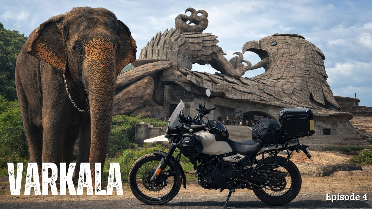Elephant Ride & Giant Jatayu?! 😮 This Was Unexpected in Varkala ~ EP04 | South India Bike Ride