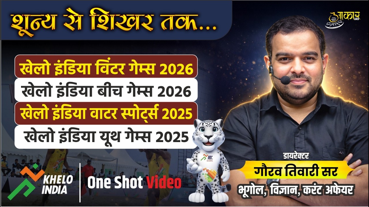 Khelo India Games 2025-26 Complete Current Affairs | Youth, Winter, Beach & Water Games