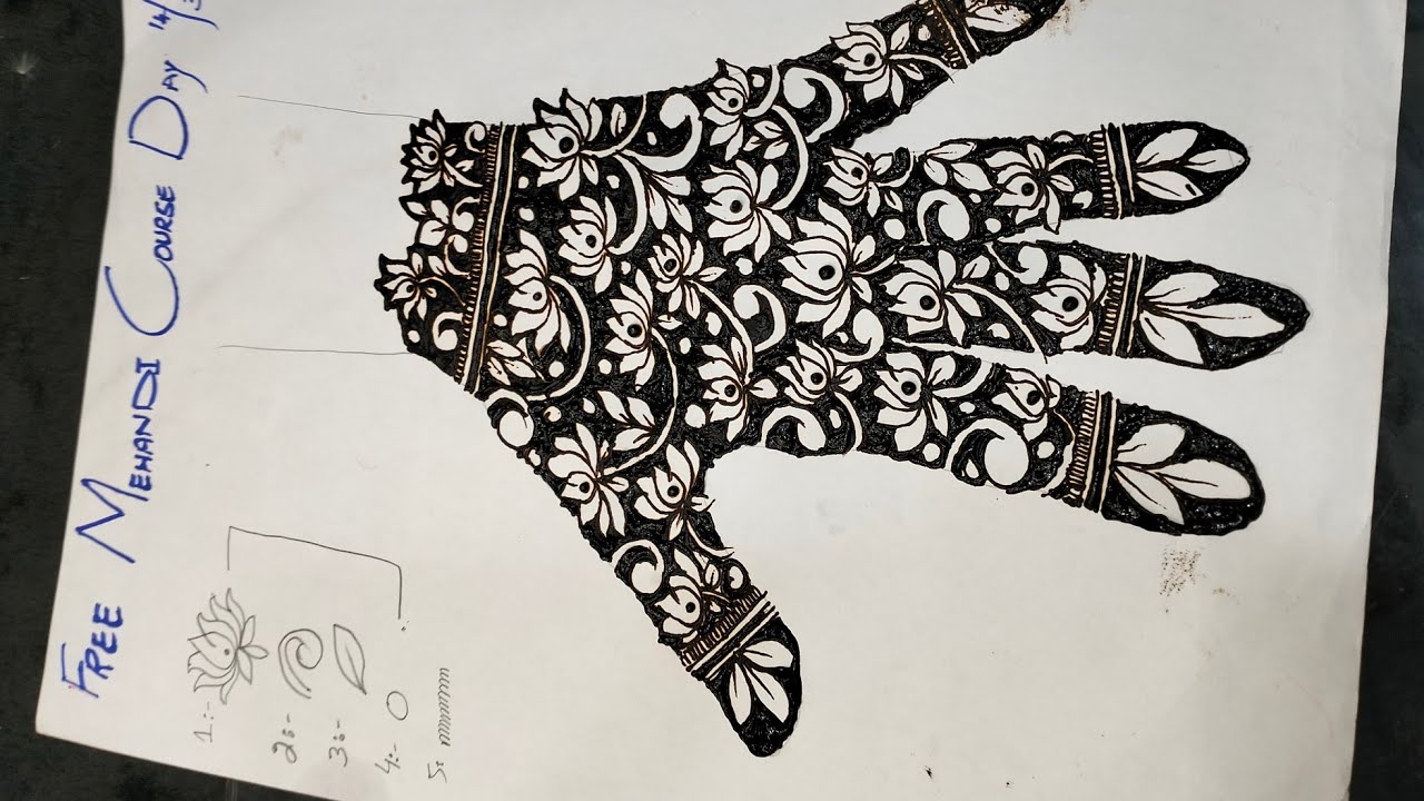 14/365 day's of free mehndi course | lotus flower design making and complete details step by step 