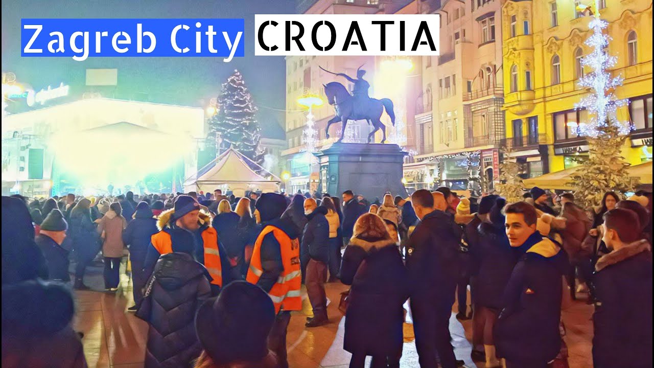 Nove Godine Zagreb 2022 🇭🇷 | A thousand people gather at Zagreb Main square | New Year countdown