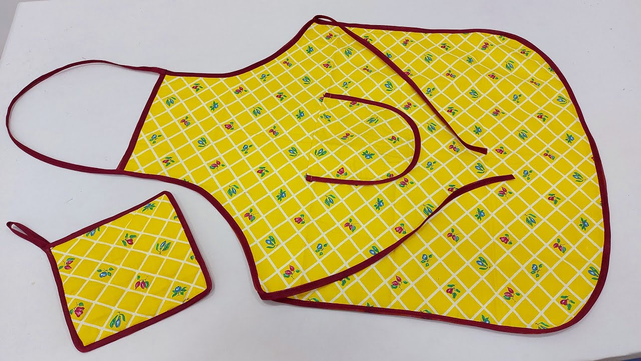 تفصيل و خيااطة مريلة المطبخ جميلة جدا بسهولة و بساطة -  sewing a kitchen apron