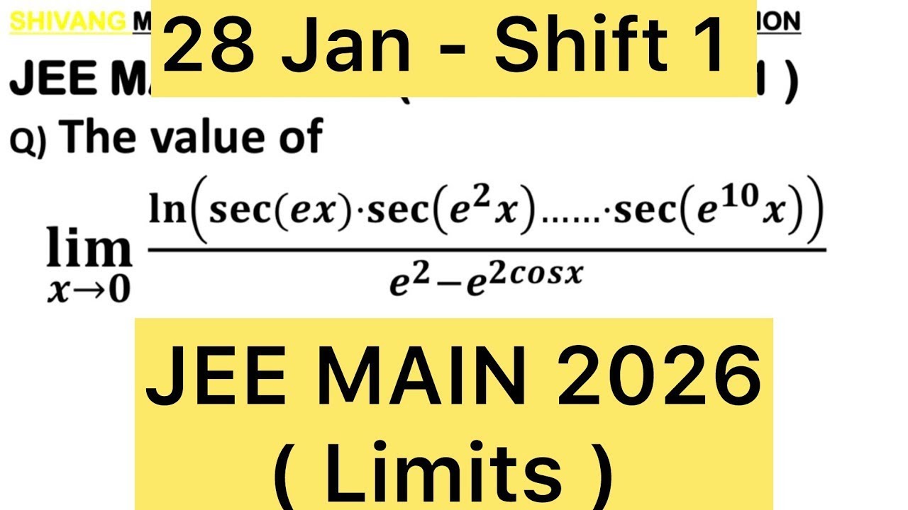 Q) The value of lim (𝑥→0) ln(sec(𝑒𝑥)⋅sec(𝑒^2 𝑥)……⋅sec(𝑒^10 𝑥))/(𝑒^2−𝑒^2cos𝑥 ) is