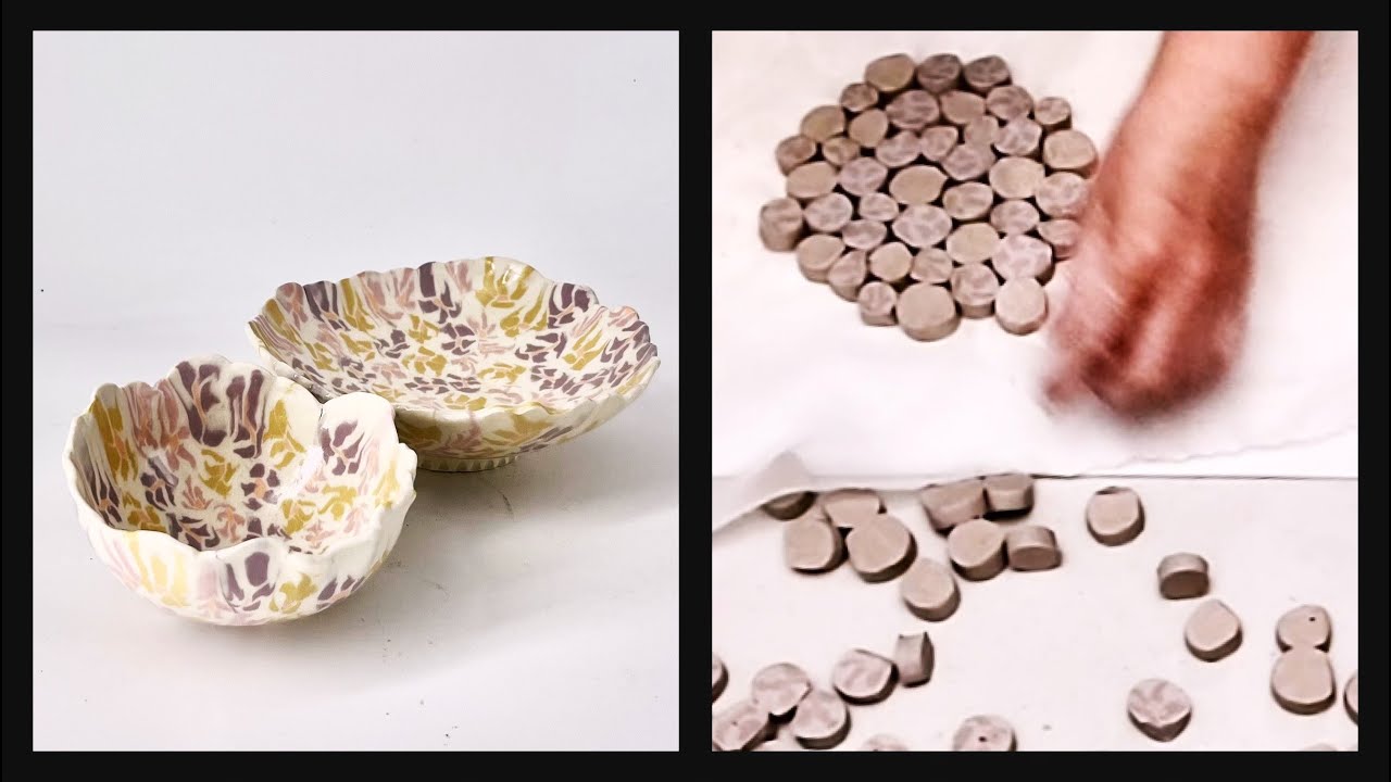 Nerikomi: Step by step instructions on how to make 2 flower bowls