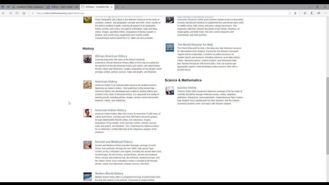 InfoBase for History, Health, Literature, Science and More with Laura