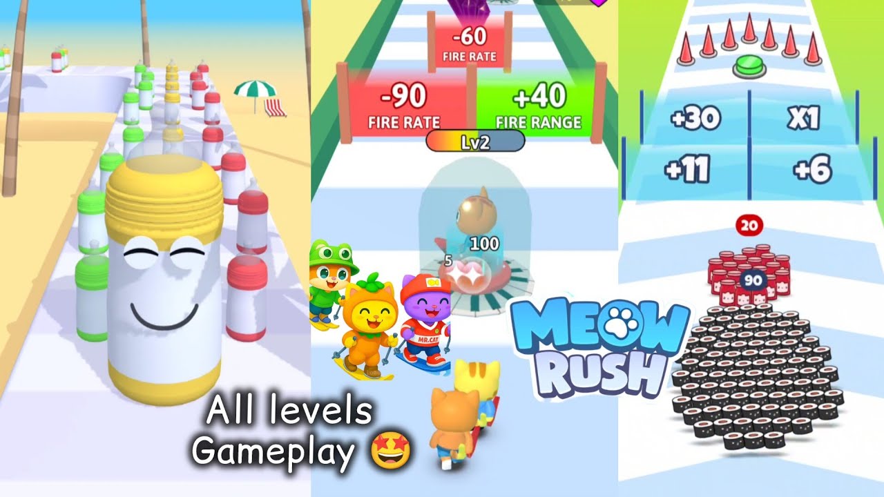 Meow rush merge and run 3D vs juice run 3D vs food run 3D all levels viral gameplay walkthrough 