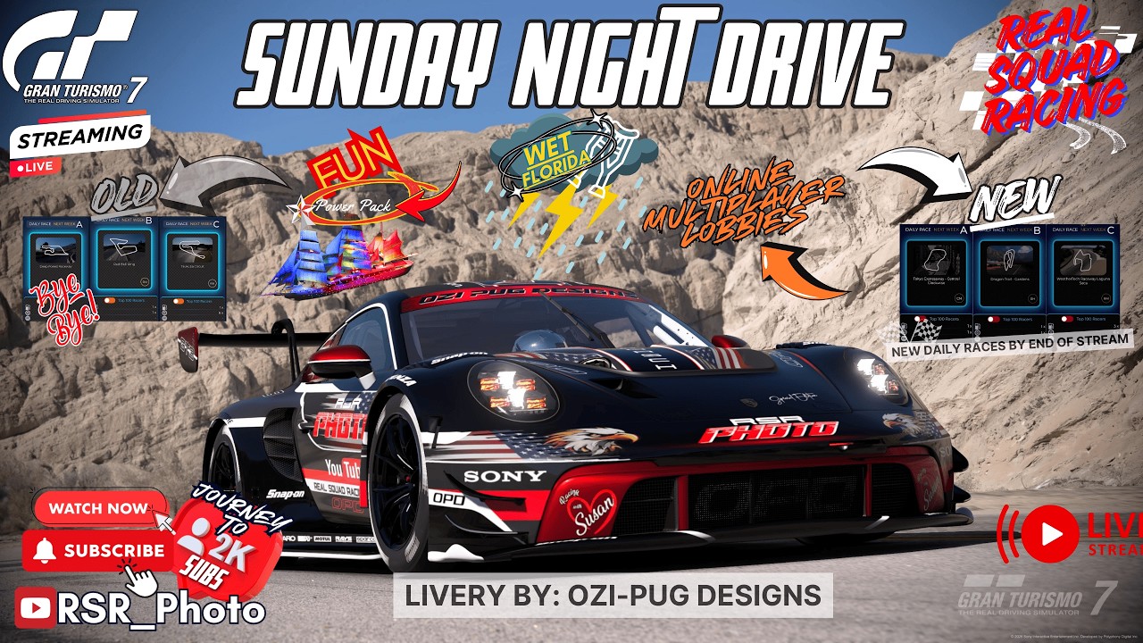 GT7 Gran Turismo 7 ⛈️WET FLORIDA💦NEW Daily Races Start SOON,  BYE Red Bull PENS + Lobbies! Let's Go!