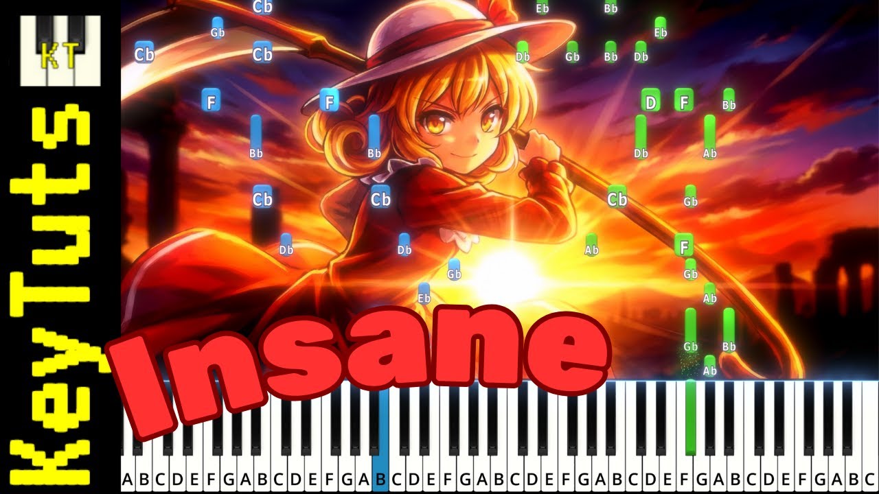 Bad Apple!! [Touhou 4] - Insane Mode [Piano Tutorial] (Synthesia)