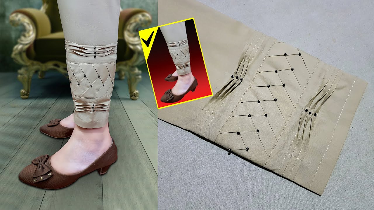 ✅🌙Ladies Light Color Trouser Design Banane Ka Tareeqa | Pantics & Pearl Work | Eid Special Trouser