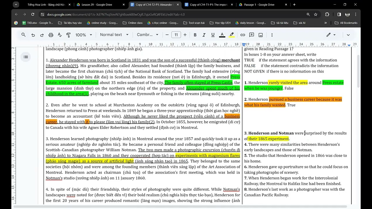 Cambridge IELTS 14 | Test 1 Passage 1: Alexander Henderson