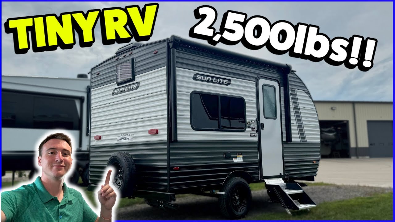 TINY Couples Trailer Weighs Only 2,500lbs!! 2025 Sunset Park Sun Lite LTD 13BD Lightweight RV!