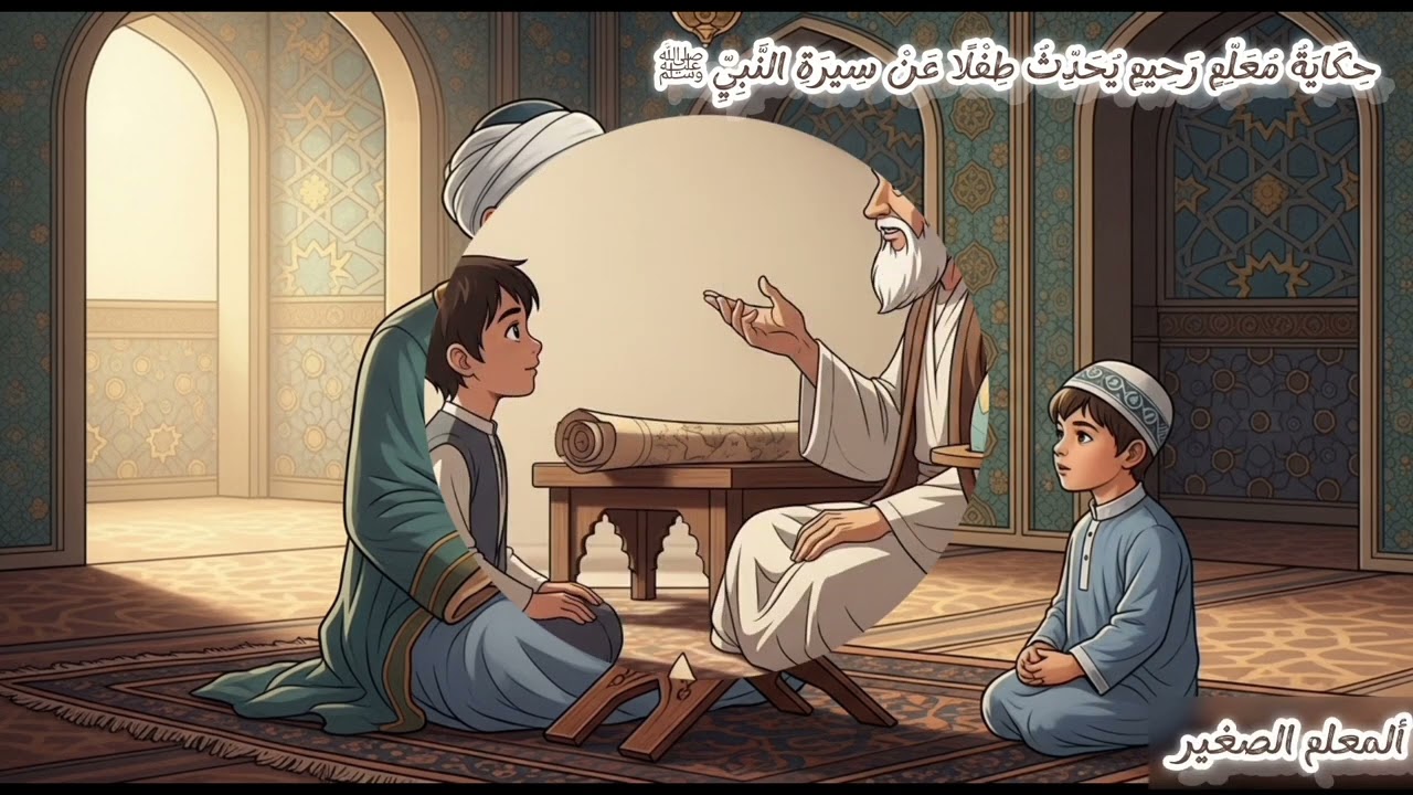 حِكَايَةُ مُعَلِّمٍ رَحِيمٍ يُحَدِّثُ طِفْلًا عَنْ سِيرَةِ النَّبِيِّ ﷺ 🌿