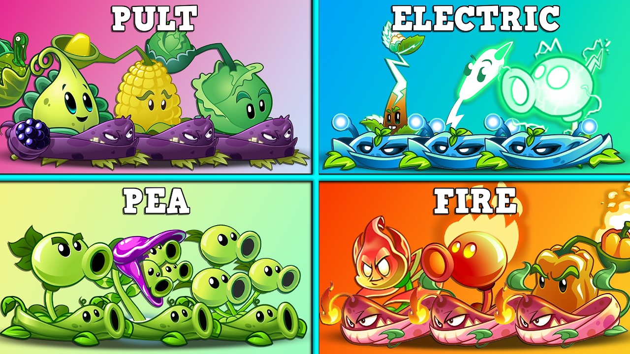 PULT x ELECTRIC x PEA x FIRE Teams Plant Battlez PvZ 2 - Who Will Win?