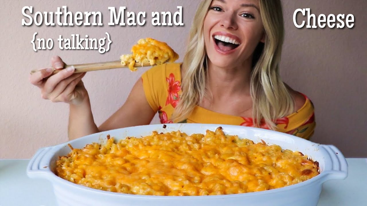 Cheesy Southern Mac and Cheese MUKBANG + Recipe | No Talking (talking removed)