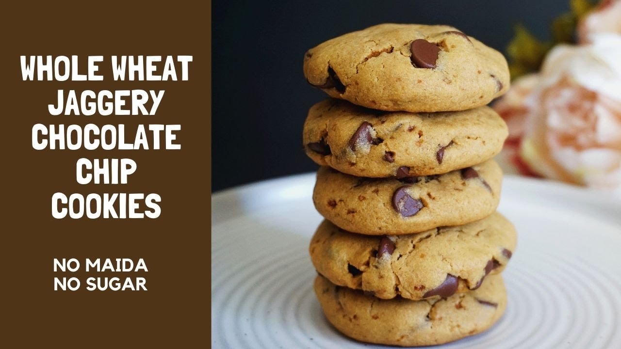Whole Wheat Flour Chocolate Chip Cookies With Jaggery Powder | No Maida | No Added Refined Sugar