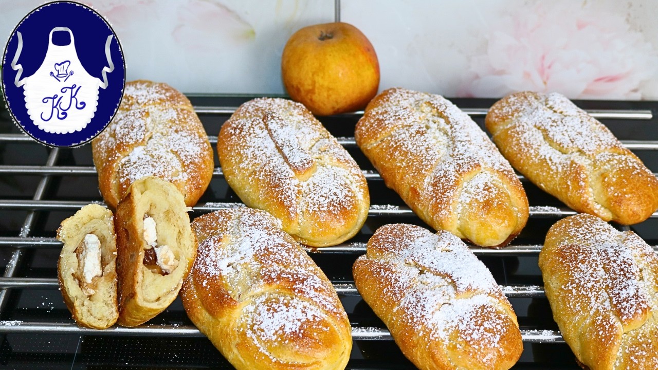 Gefüllte Apfel-Quark-Brötchen 🥖🍎 | Fluffige Piroschki einfach selber backen