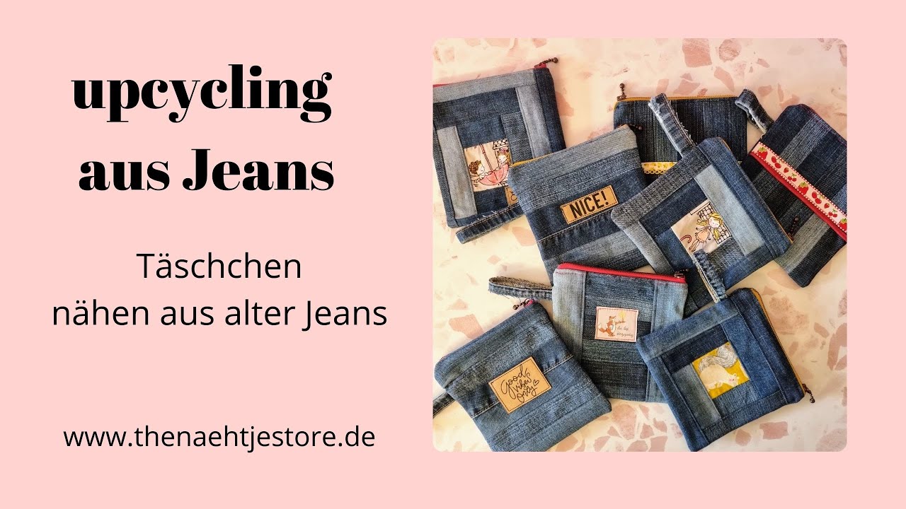 Patchwork Jeans Täschchen, Jeans-Upcycling-Projekt, Nähen mit Jeans