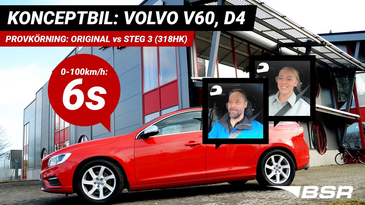 Volvo V60, D4 Steg 3 optimering (0-100km/h: 6s). Original vs Steg 3.