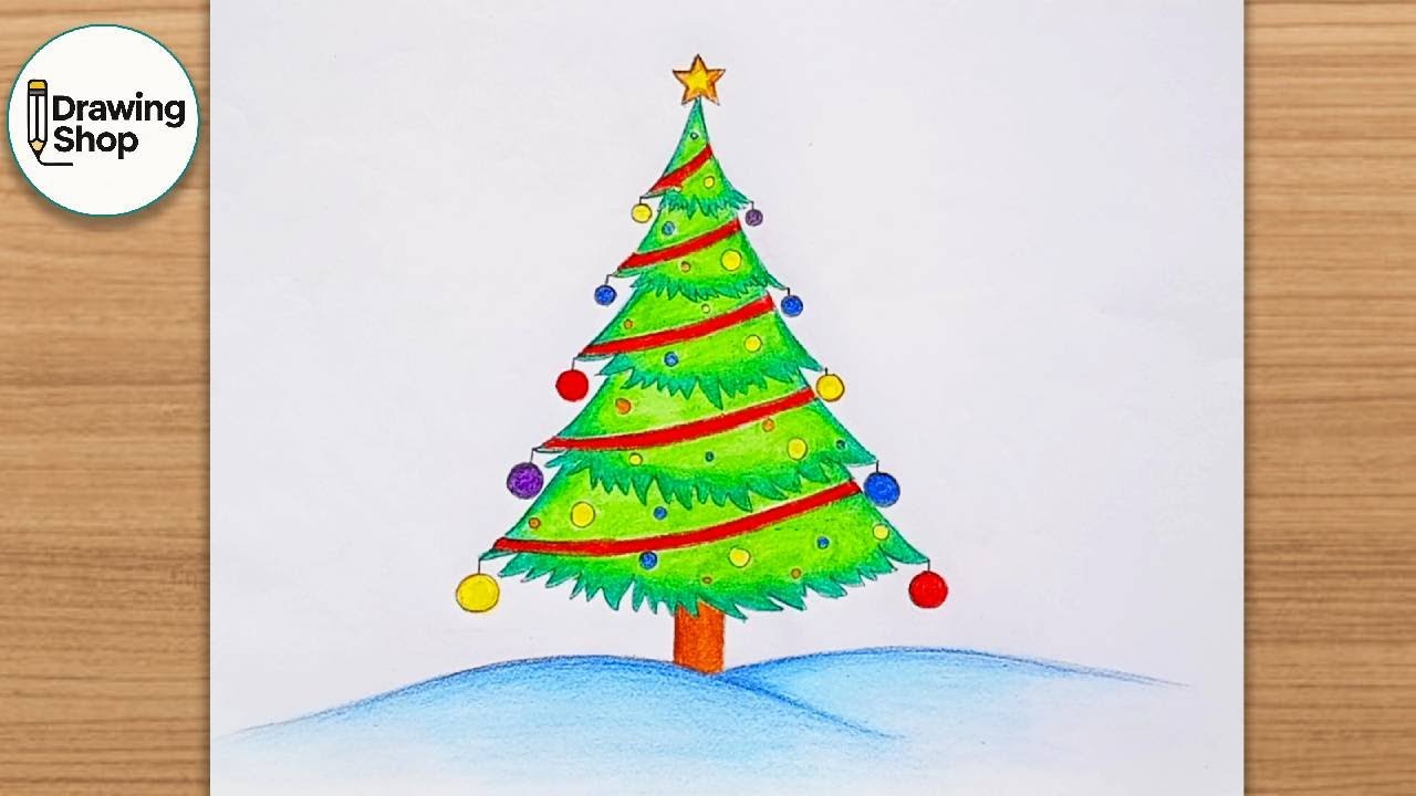 How to draw Christmas tree - step by step || Christmas special || easy drawing