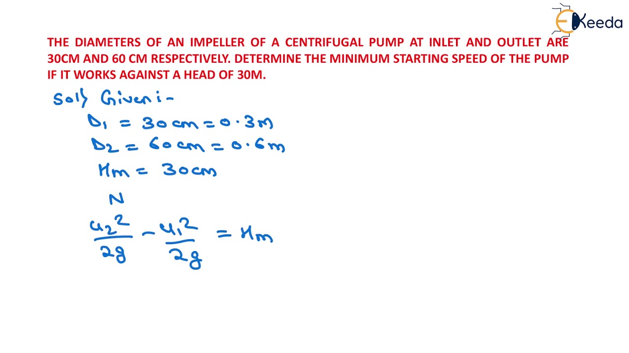 Numerical of Minimum Speed for Starting a Centrifugal Pump - Centrifugal Pumps - Applied Hydraulics