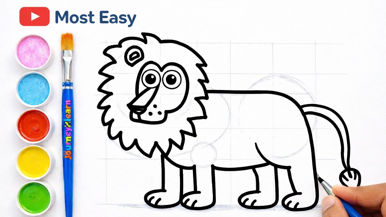 How to Draw a Lion Step by Step 🦁 Super Easy Animal Art Trick for Beginners 