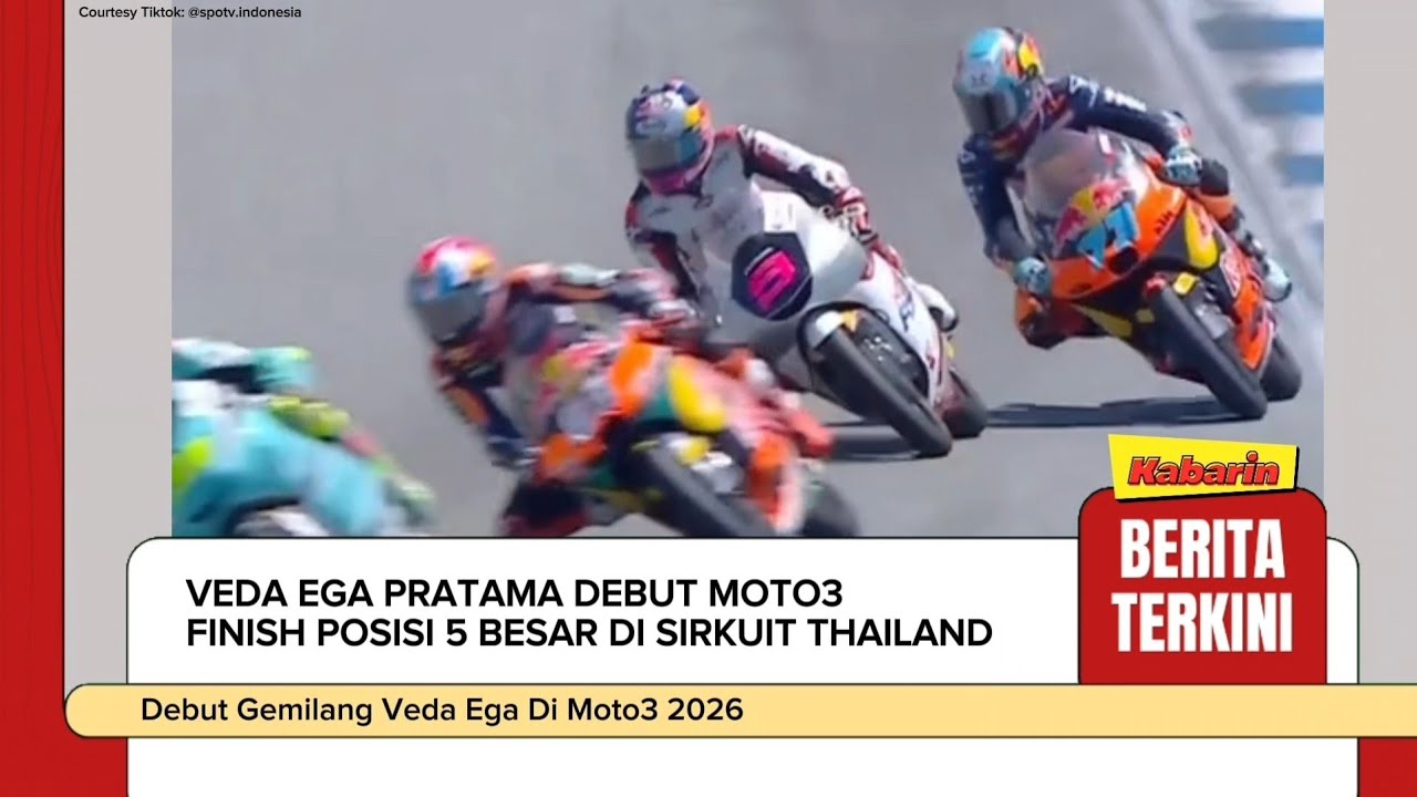 Veda Ega Pratama Finish Posisi 5 Pada Debut Moto3 di Thailand