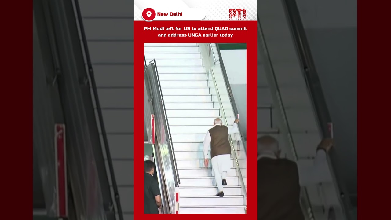 PM Modi left for US to attend QUAD summit and address UNGA earlier today
