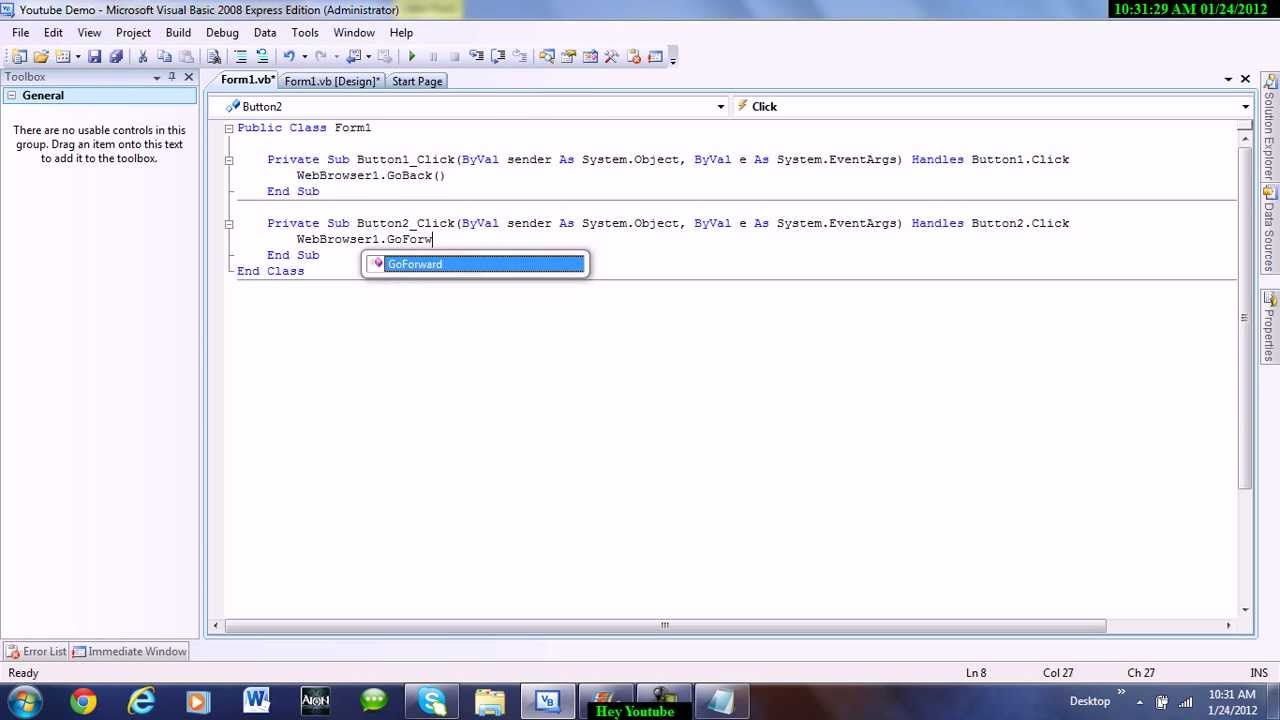 ConnersVBTutorials's : How to make a webbrowser in visual basic 2008