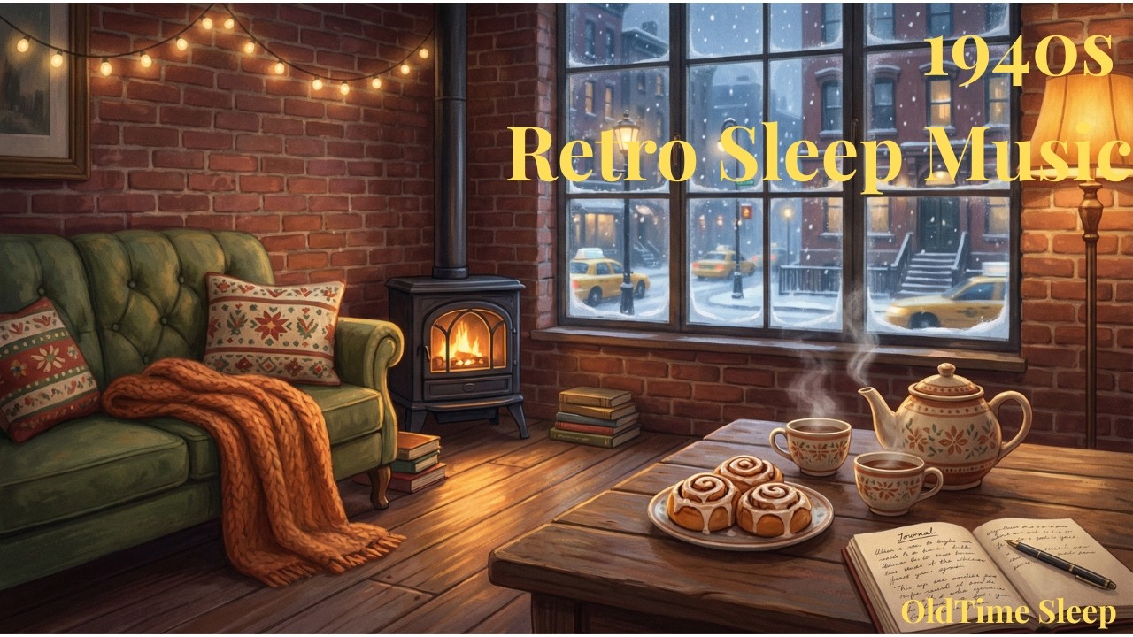 New Year 1940s Oldies Tunes by the Fireplace In a Quiet Red Brick Room – Episode 03I OldTime Sleep