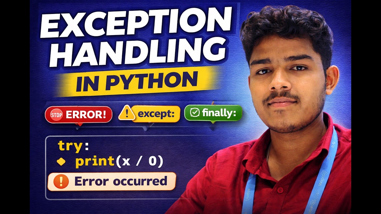 #pythonforbeginners Exception Handling in Python Try Except Finally Python for Beginners Lesson 14
