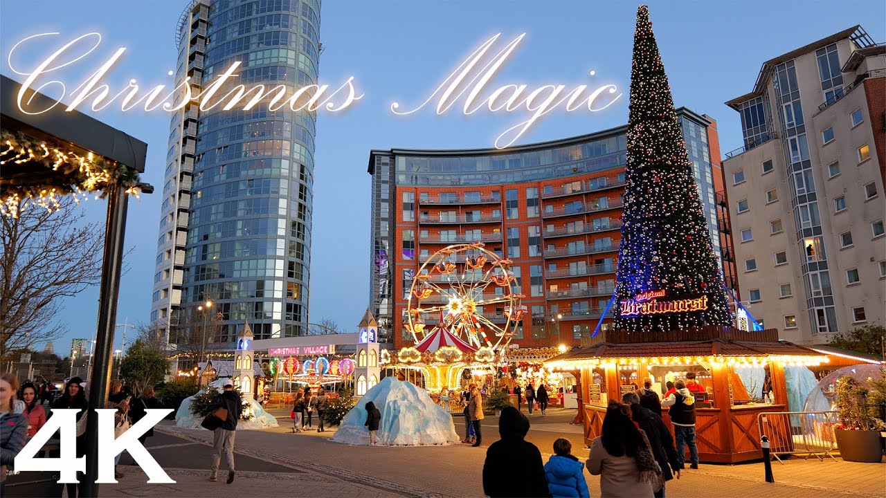 Christmas Magic at Gunwharf Quays: 4K Walking Tour of Portsmouth’s Festive Market 🎄✨🎁