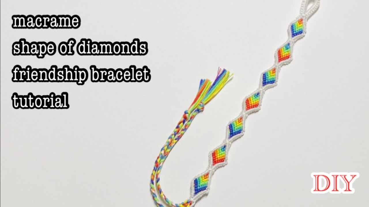 【DIY】Macrame Shape Diamonds friendship bracelet〜ダイヤ型ミサンガの編み方〜Boho style