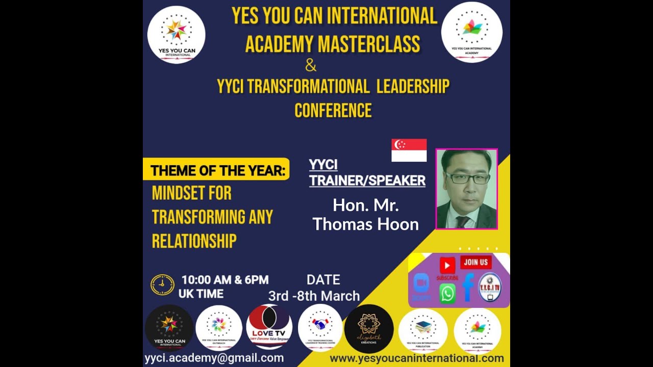 YYCI Academy Masterclass March Day 4 - Video 1: Hon. Mr Thomas Hoon