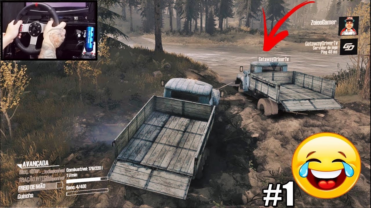 Spintires MudRunner Online #1 - GETAWAY CAPOTOU O CAMINHÃO ATRAVESSANDO O RIO - G27 - ZOIOOGAMER