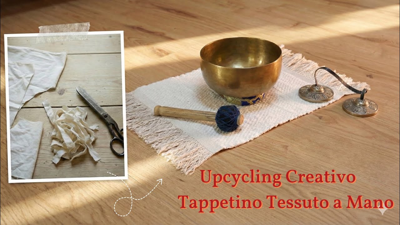 Upcycling creativo: tappetino tessuto a mano 