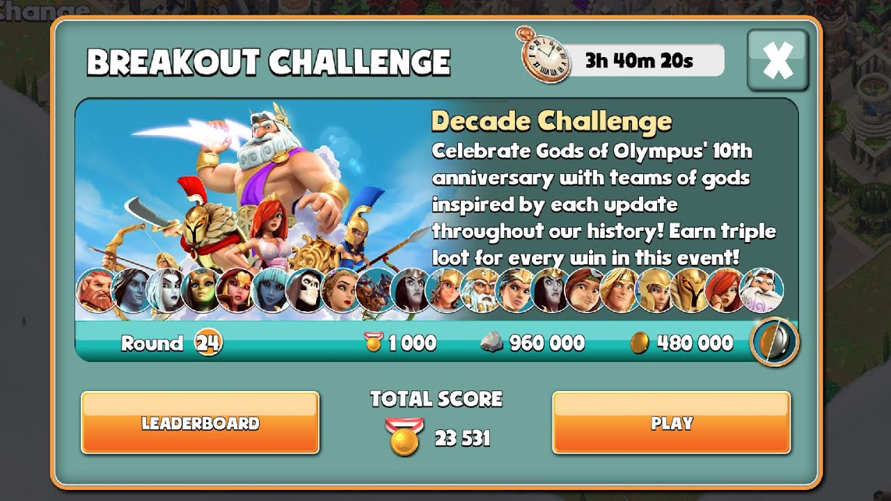 Gods of Olympus | Decades Challenge | Round 24 |530+ points 