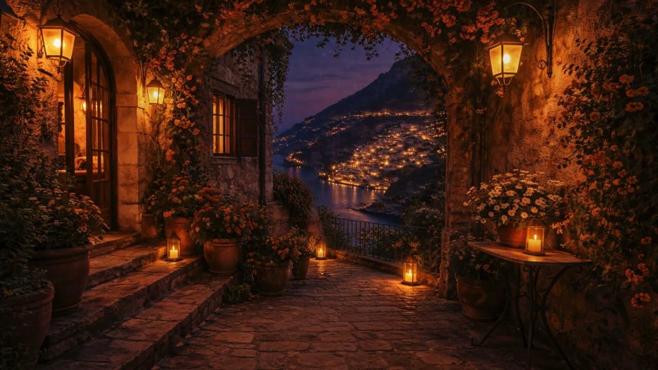 Positano at Night 🌙 Italian Jazz | Cozy City Ambience (Vol. 4)