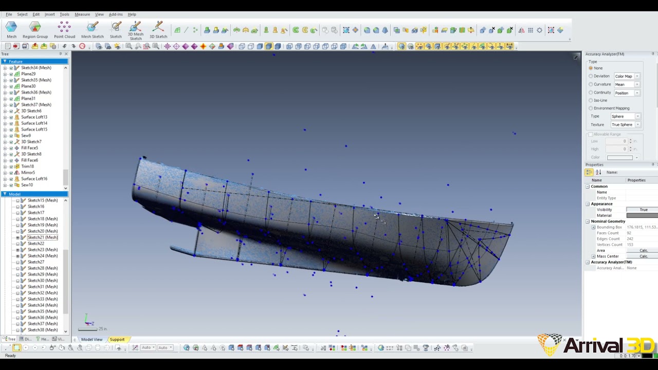 43 ft. Boat Hull - 3D Scanning and Reverse Engineering in Geomagic Design X