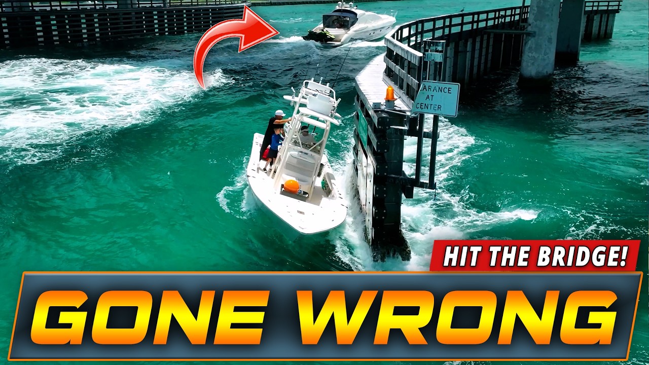 BOAT SLAMMED INTO THE HAULOVER BRIDGE BY YACHT! | HAULOVER BOATS | WAVY BOATS