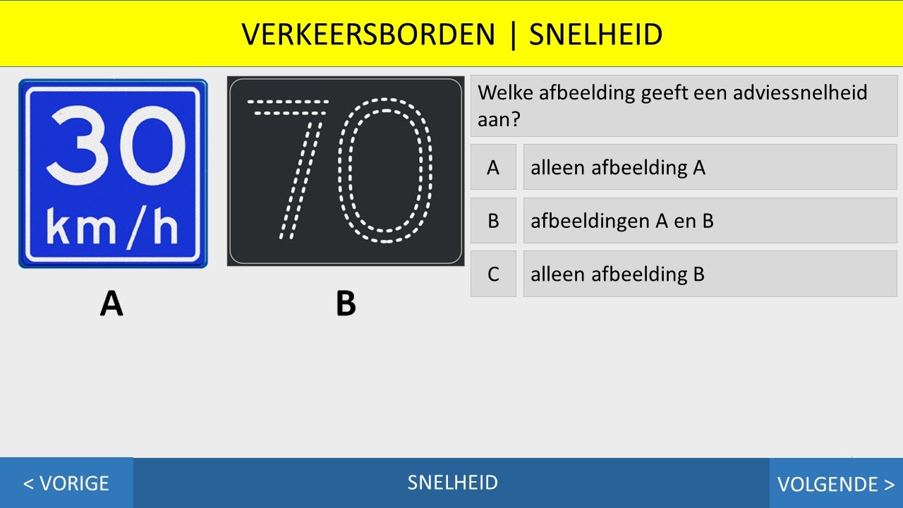 Verkeersborden - Snelheid - Autotheorie - Scootertheorie - Motortheorie